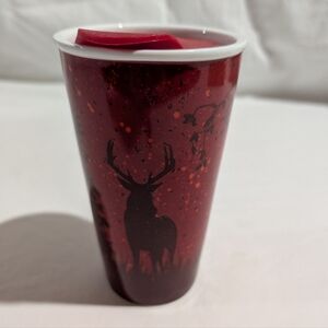 Tim Hortons Travel Mug With Lid Moose Graphic Ceramic 12 Oz Collectible 2017